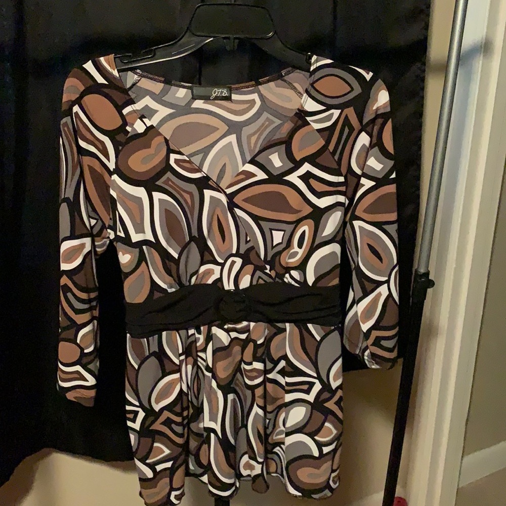 Ladies JTB black, brown, white, olive top w/tie